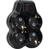 Ahes Anahtarlı Golyat, Dörtlü Topraklı Priz Çoklayıcı Fiş, Siyah Renk, 16A 250 Volt, Max 3600 Watt