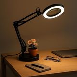 Ahes Büyüteçli Masa Lambası USB Güç Bağlantılı 10X Büyütmeli LED Işıklı Masaüstü Lamba 360 Derece Dönebilen Başlıklı Ayarlanabilir Parlaklık Seviyeli Esnek Kollu Çalışma Lambası | FLB06
