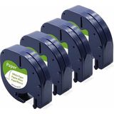 Ahes Dymo Letratag Muadil Bant 59421 721510 Beyaz Kağıt Etikete Siyah 12MM x 4 mt 4 Adet