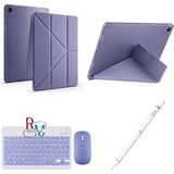 Ahes Galaxy Tab A9 Plus X210 11'' Uyumlu Standlı Kılıf Dokunmatik Kalem ve Klavye Mouse 3'lü Set Lavanta