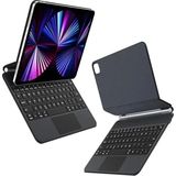 Ahes Ipad Pro 11 M4/m5/ 2025/2024 ile Uyumlu Türkçe Manyetik Bluetooth Magic Keyboard Touchpad Işıklı Klavyeli Kılıf