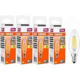 Ahes LED Filament Mum Ampul E14 4W 470 Lümen 2700K Sarı Işık 40W Eşdeğeri Şeffaf Cam Dim Edilemez 4'lü Paket