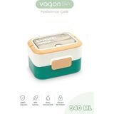 Ahes ml 2 Kat Paslanmaz Çelik Lunch Box Yeni Nesil Sefer Tası Çatal & Kaşık FF6750-540
