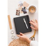 Ahes Notebook 18X21 Kare Siyah Yapraklı Anı Defteri + Uni-Ball UM-153 Signo Broad Beyaz 1.0 mm Kalem