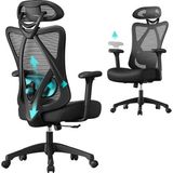 Ahes Ofis Sandalyesi, Ergonomik Çalışma Masası Sandalyesi, Bilgisayar Sandalyesi, File Sandalye, Ayarlanabilir Bel Desteği ve Baş Desteği, 150 Kg'a Kadar Taşıma Kapasitesi, Yüksekliği