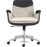 Ahes Ofis Sandalyesi Krom Ayaklı Ergonomik Çalışma Koltuğu Dayanıklı Kumaş (Krem)