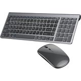 Ahes Onezero Kablosuz Türkçe Klavye Mouse Set Şarjlı Klavye Mouse 2.4g USB Dongle ve Bluetooth Bağlantılı Ergonomik Tasarım Kablosuz Keyboard Fare Titanyum Renk ZR609