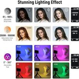 Ahes Rgb Video Işığı, SL90 12W 4300MAH Pil 360° Tam Renk 18 Işık Sahnesi, 2500-1000K CRI97+ Kamera Işık Plakasında, Alüminyum Alaşım Gövde, Youtube/vlog/fotoğraf Için Uygulama ve 2,4g Kontrol