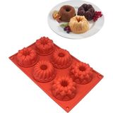 Ahes Silikon Muffin 3D Figürlü 6lı Kek Çörek Çikolata Kalıbı Silikon Muffin Kalıp Kırmızı