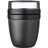 Ahes Taşınabilir Müsli Kabı, Pratik Yoğurt Kabı, Yoğurt ve Müsli Için Bölmeler, Derin Dondurucu, Mikrodalga Fırın ve Bulaşık Makinesi Için Uygundur, 500 ml + 200 Ml, Nordic Black