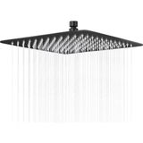 Ahes Tepe Duş Başlığı Kare Slim 304 Metal 30X30 cm KTD103 (Mat Siyah)