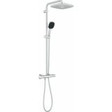 Ahes Vitalio Comfort 250 Termostatik Bataryalı Duş Sistemi, 38 Derece Sabit Sıcaklık Ayarı, 1 Akışlı Kare Tepe Duşu, 2 Akışlı El Duşu, 1750MM Duş Hortumu, Duş Başlığı, Krom, 26696001