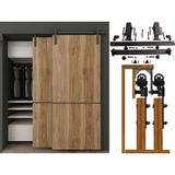 Ahır Kapısı Baston Modeli (Çift Ray-Çift Kanat) Dolap Sistemi Sürgü Mekanizması - 200 cm