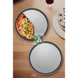 AHİR TİCARET 2 Adet 32cm Delikli Pizza Tepsisi Lahmacun Pide Tepsisi 32 cm 2 Parça Çelik Pizza Tepsisi