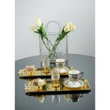 Ahir Ticaret 2'li Lüx Paslanmaz Papatya Aksesuarlı 33 x 13 cm Baton Sunum Tepsi - Gold