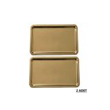 Ahir Ticaret 2'Li Paslanmaz Gold Servis Ve Sunum Çay Kahve Tatlı Tepsisi 33 X 23Cm