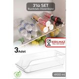 AHİR TİCARET 3 Adet Kırılmaz Ultra Dayanıklı Buzdolabı Düzenleyici Şişe Organizer