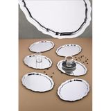 Ahir Ticaret 6 Adet Oval Dalgalı Sade Kahve Ve Sunum Tepsisi 20 Cm X 25 Cm, Gümüş