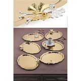 Ahir Ticaret 6 Adetbulut Model Kelebek Aksesuarlı Kahve-Çay Servis Ve Sunum Tepsisi 25 Cm X 20 Cm, Golden