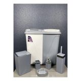 Ahir Ticaret 6 Parça Kirli Çamaşır Sepeti- Wc Banyo Set-Lüx Çeyiz Seti, Gri&Beyaz