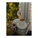 AHİR TİCARET 6'lı Lüx Kare Paslanmaz Çelik Gümüş Renk 21x21cm Kahve Servis Sunum Tepsisi
