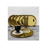 Ahir Ticaret 6'Lı Lüx Paslanmaz Çelik 21 Cm Yuvarlak Çay, Kahve, Pasta Servis Tepsisi, Gold