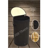 AHİR TİCARET Bambu Yuvarlak Model Çok Amaçlı Kirli Çamaşır Sepeti 72 Litre
