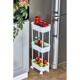 Ahir Ticaret Çok Amaçlı 3 Katlı Evye Altı Düzenleyici-Dolap Içi Tezgah Altı Tekerlekli Organizer, Beyaz