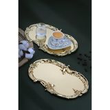 AHİR TİCARET Gold Artnova Işleme Desenli Kahve Ve Sunum Tepsisi 2 Adet
