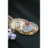 AHİR TİCARET Gold Artnova Işleme Desenli Kahve Ve Sunum Tepsisi 6 Adet