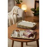 Ahir Ticaret Paslanmaz Çerçeve Desenli Lüx 33 x 17 cm 6'lı Baton Sunum Tepsisi - Gümüş - Gold