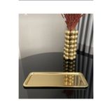 AHİR TİCARET Paslanmaz Gold Servis Ve Sunum Çay Kahve Tatlı Tepsisi 33 x 23cm