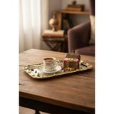 Ahir Ticaret Paslanmaz Tekli Çerçeve Dekorlu Lüx 33 x 17 cm Baton Sunum Tepsisi - Gümüş - Gold