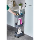 Ahir Ticaret Tekerlekli 3 Katlı Mini Banyo Ve Mutfak Raf Düzenleyici, Gri