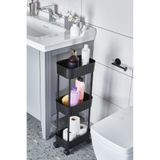 Ahir Ticaret Tekerlekli 3 Katlı Mini Banyo Ve Mutfak Raf Düzenleyici, Siyah