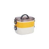 Ahl Shop 1200ML Çift Renkli Lunchbox 2 Katlı Çelik Sefer Tası Yemek Kutusu (Sarı) - 0,5 x 7 cm