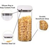 Ahl Shop 2'li Vakum Kapaklı Borosilikat Cam Saklama Kabı Seti – Mini Boy, Hava Geçirmez, Gıda Saklama Için Ideal-Baharat,kahve,şeker-Mini Baharatlık (Metal Kare, 300 Ml) - 0,5 x 7 cm