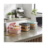 Ahl Shop 2x1,8 L Çift Katlı Plastik Yemek Taşıma Kutusu 3,6 L Saklama Kabı Sızdırmaz Contalı Şeffaf Kilitli Sefer Tası Beslenme Kabı Lunch Box Erzak Kabı (1 Adet) - 0,5 x 7 cm