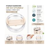 Ahl Shop 40 Oz Uyumlu Yedek Bardak Kapağı ve Plastik Pipet Seti | Sızdırmaz, Dökülmez, Bpa Içermez | 40 Oz Tumbler Termos Aksesuarı (1 Kapak + 1 Pipet) (Beyaz)