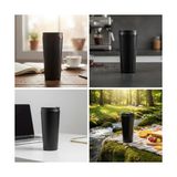 Ahl Shop 400 ml Siyah Termos Kupa - Çift Katmanlı Paslanmaz Çelik Seyahat Bardağı (Travel Mug) - 4-6 Saat Sıcak/soğuk Tutan Kilitli Kapaklı Kahve Termosu (Bpa Free) - 230 ml