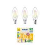 Ahl Shop 4W LED Filament Mum Ampul, E14 Duy, 2700K Sarı Işık, 470 Lümen, Şeffaf Cam, Akkor Görünümlü Dekoratif Lamba, 3'lü Paket - Altın