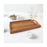 Ahl Shop Akasya Ağacından Dikdörtgen Sunum Tepsi, Ahşap Çay, Kahve ve Servis Tepsisi (33X22X5CM)