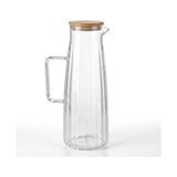 Ahl Shop Bambu Kapaklı Borosilikat Cam Yağdanlık ve Sürahi | 1000ML (11X26CM) Çok Amaçlı Içecek ve Sıvı Gıda Saklama - 11 x 26 cm