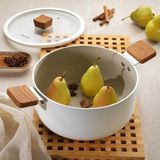 Ahl Shop Ceramoni Seramik Derin Tencere 24 Cm-Krem