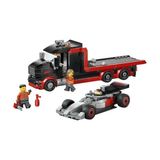 Ahl Shop City F1 Yarış Arabalı F1 Sergileme Kamyonu 60493 – 7 Yaş ve Üzeri Çocuklar Için Pilotu ve 2 Pit Ekibi Minifigürü Içeren Yaratıcı Oyuncak Yapım Seti, Hediye Fikri (508 Parça)