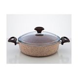 Ahl Shop Falez Creamy Granitec 22CM Kısa Granit Tencere - 51R-Turuncu - 1 L