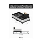 Ahl Shop Inox Master KD200 | Kompakt Genişletilebilir Bulaşıklık | 304 Paslanmaz Çelik | Su Tahliyeli Tezgah Üstü Kurutmalık - 0,5 x 7 cm