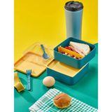 Ahl Shop Mhk Prime Pratik ve Şık Beslenme Kutusu 2 Katlı Bölmeli, Kaşıklı ve Çatal Setli, Taşınabilir Gıda Saklama Kabı Yeşil - 0,5 x 7 cm