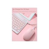 Ahl Shop Mk-4 Kablosuz Ergonomik Apple-Android-Windows Manyetik Tablet Kılıf Uyumlu Klavye Mouse Kiti(Türkçe Q Klavye) (Pembe)