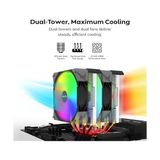 Ahl Shop NX600 Argb 6 Isı Borulu ve Premium Üst Kapaklı Çift Kule Cpu Hava Soğutucu | 28MM E28 Argb Premium Fan | Lehimli Bakır Taban | Üstün Isı Dağılımı | Tüm Intel ve Amd Soket Desteği |siyah